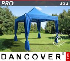 Tenda Eventos PRO 3x3m Azul, inclui 4 cortinas decorativas